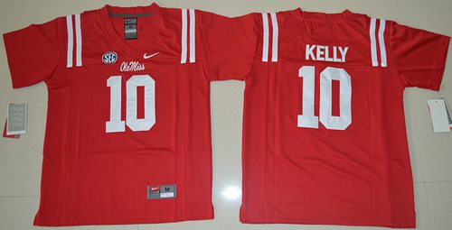 Rebels #10 Chad Kelly Red Stitched Youth NCAA Jersey - Click Image to Close